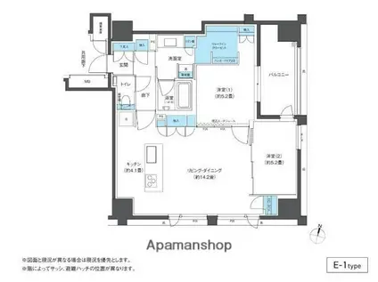 CLUB NEXUS 大濠西(2LDK/4階)の間取り写真