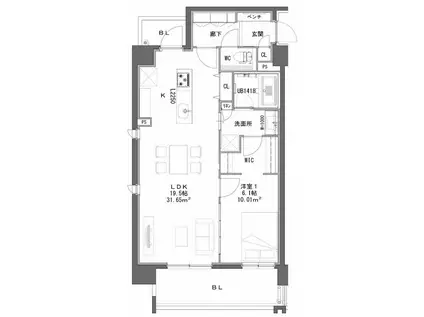 シャーメゾンステージBEFU(1LDK/2階)の間取り写真