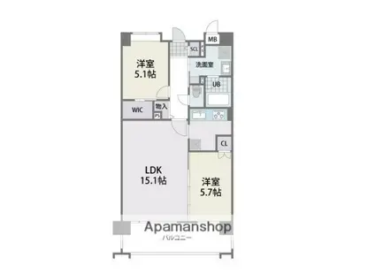 SHOTRES HIRAO(2LDK/3階)の間取り写真