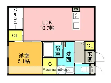 CASTAGNA(1LDK/2階)の間取り写真
