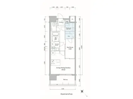 AIFLAT博多祇園(1LDK/4階)の間取り写真