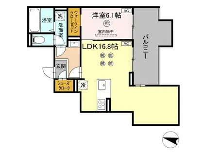 プランドゥブレ西新(1LDK/2階)の間取り写真