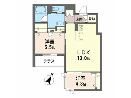 NAGE神松寺(2LDK/1階)の間取り写真