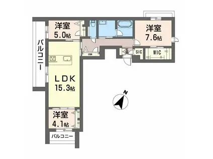 NAGE神松寺(3LDK/3階)の間取り写真