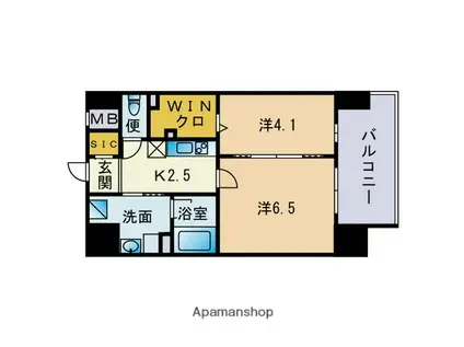 グランバーグ博多(2K/11階)の間取り写真