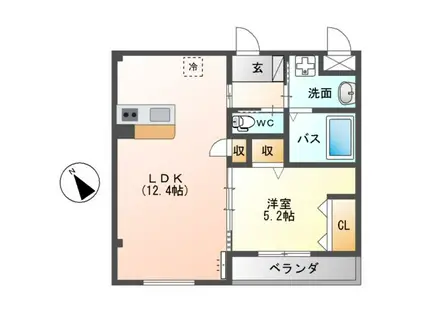 SIMA笹丘(1LDK/2階)の間取り写真