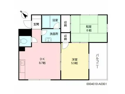 MKSマンション(2DK/3階)の間取り写真