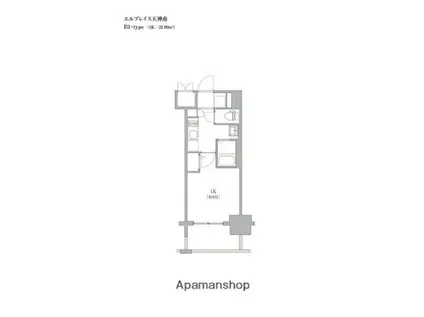 エルプレイス天神南(1K/3階)の間取り写真