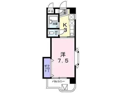 アビタシオン柳町(1K/6階)の間取り写真