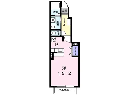 ブローテM・Y Ⅱ(ワンルーム/1階)の間取り写真