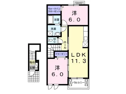 HOTARU-U(2LDK/2階)の間取り写真