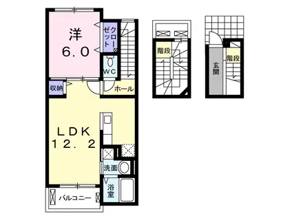 フェリスⅡ(1LDK/3階)の間取り写真