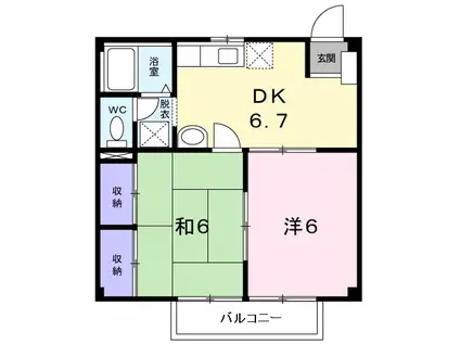 エクセル長尾(2DK/2階)の間取り写真