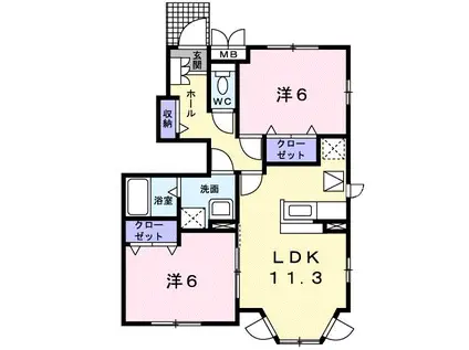 カサブローテ(2LDK/1階)の間取り写真