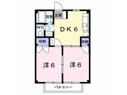 サンパーク(2DK/2階)の間取り写真