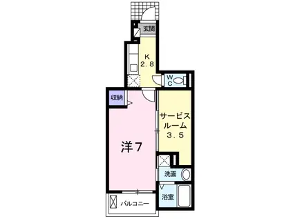 オーブアビタシオン(1K/1階)の間取り写真