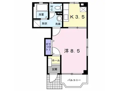 リブェール嵐山(1K/1階)の間取り写真