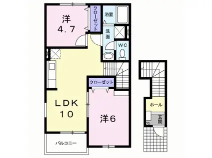 エスポワール2(2LDK/2階)の間取り写真