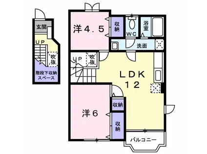 クレストール中曽根東B棟(2LDK/2階)の間取り写真