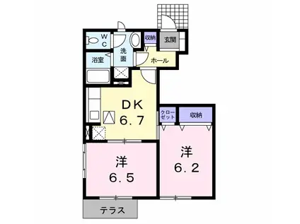 サザンヒルズA(2DK/1階)の間取り写真