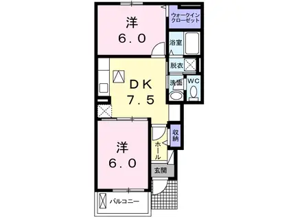 セレーノ洞海3(2DK/1階)の間取り写真