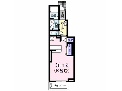 アライブ・マツバラ1(ワンルーム/1階)の間取り写真