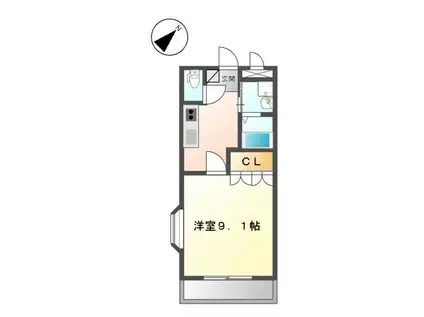 アメニティ徳力(1K/2階)の間取り写真