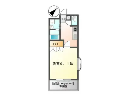 アメニティ徳力(1K/1階)の間取り写真