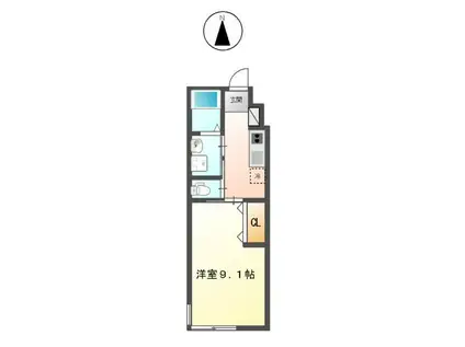 ポルトボヌール(1K/1階)の間取り写真