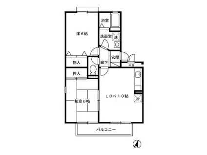 リベルティメゾン(2LDK/3階)の間取り写真