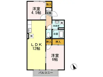 セジュール日吉台(2LDK/2階)の間取り写真