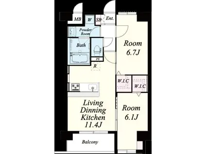 ネクステージ三萩野(2LDK/3階)の間取り写真