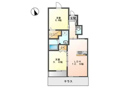 リベルテ(2LDK/1階)の間取り写真