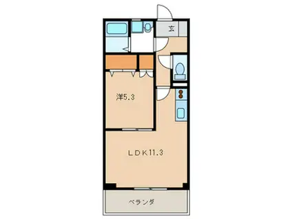 ロハスM(1LDK/2階)の間取り写真