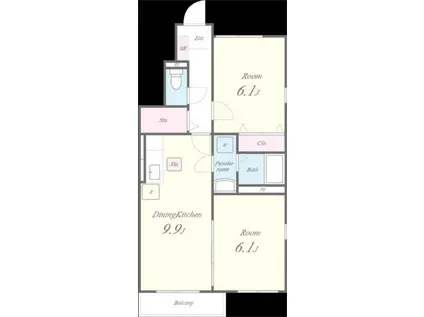 サンリマーレ(2LDK/1階)の間取り写真