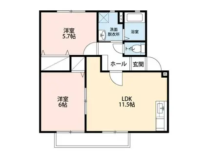 コーラルコート1号館(2LDK/2階)の間取り写真