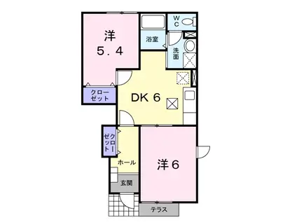 イーストヒルズⅢ(2DK/1階)の間取り写真