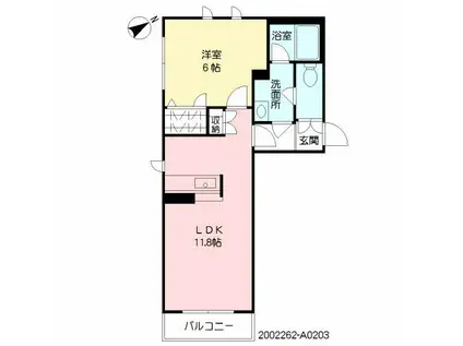 アルアミスタ A棟(1LDK/2階)の間取り写真