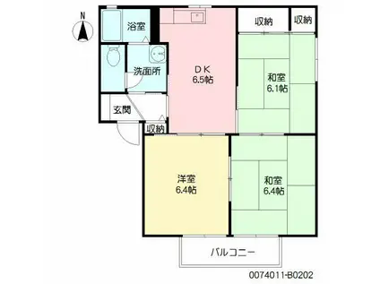 リュネット原B棟(3DK/2階)の間取り写真