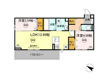 POLONIA WAKAMATSU A棟(2LDK/2階)の間取り写真