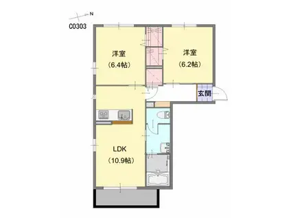 ソシア平尾 C棟(2LDK/3階)の間取り写真