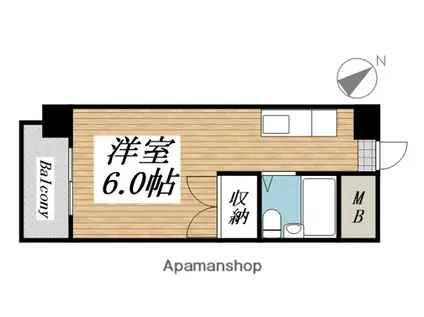 ロワール・イン・下到津(ワンルーム/2階)の間取り写真