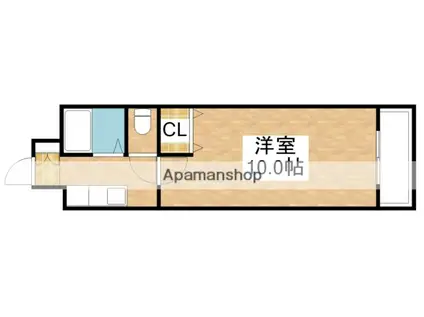 ウインズ竪町(1K/2階)の間取り写真