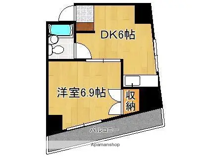 藤本ビルNO1古船場(1DK/7階)の間取り写真