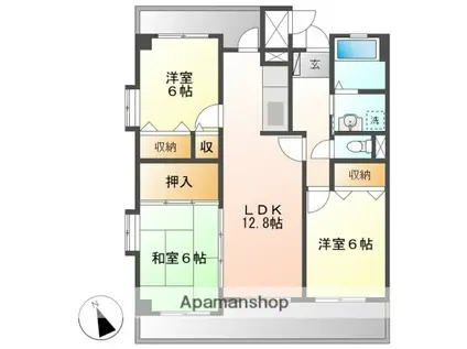 グレートハウス晩餐館(3LDK/9階)の間取り写真