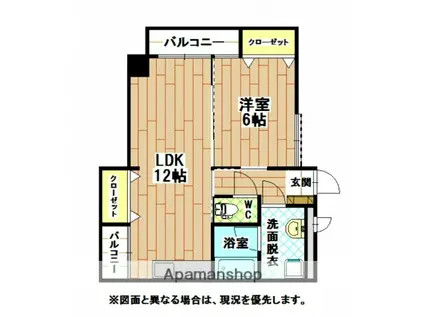 ビブレ北方(1LDK/4階)の間取り写真