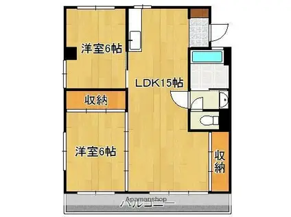 木村ビル(2LDK/3階)の間取り写真