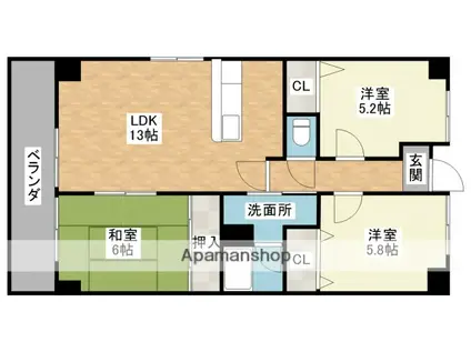 ヴィラ森田(3LDK/1階)の間取り写真