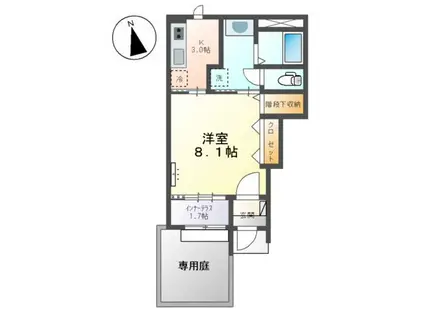 レガシーコートⅡ(1K/1階)の間取り写真