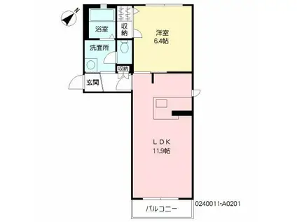 ヴィラパルコA棟(1LDK/2階)の間取り写真